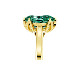 Yellow gold Oval Cut Green Sapphire Solitaire Ring with Flower Prong Setting and Classic Band_17