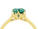 Yellow gold Oval Cut Green Sapphire Solitaire Ring with Flower Prong Setting and Classic Band_40