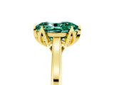 Yellow gold Oval Cut Green Sapphire Solitaire Ring with Flower Prong Setting and Classic Band_41