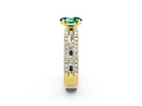 Yellow gold Oval Cut Green Sapphire Solitaire Ring with Pavé and Channel Set Band_2