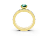 Yellow gold Oval Cut Green Sapphire Solitaire Ring with Pavé and Channel Set Band_3