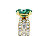 Yellow gold Oval Cut Green Sapphire Solitaire Ring with Pavé and Channel Set Band_5