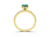 Yellow gold Oval Cut Green Sapphire Solitaire Ring with Round  Pavé Band and Four-Prong Setting_39