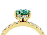 Yellow gold Oval Cut Green Sapphire Solitaire Ring with Round  Pavé Band and Four-Prong Setting_40