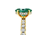 Yellow gold Oval Cut Green Sapphire Solitaire Ring with Round  Pavé Band and Four-Prong Setting_41