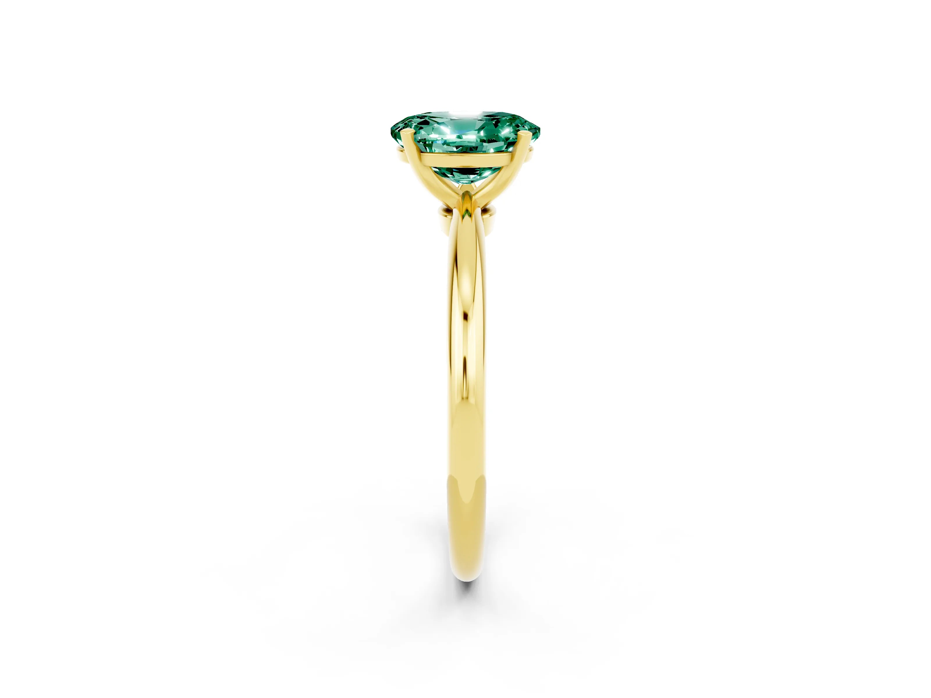 Yellow gold Oval Cut Green Sapphire Solitaire Ring with Six-Prong Setting and Classic Band_2