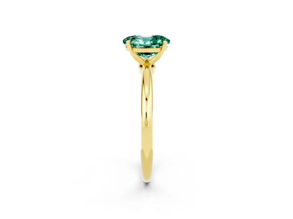 Yellow gold Oval Cut Green Sapphire Solitaire Ring with Six-Prong Setting and Classic Band