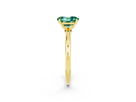 Yellow gold Oval Cut Green Sapphire Solitaire Ring with Six-Prong Setting and Classic Band_2