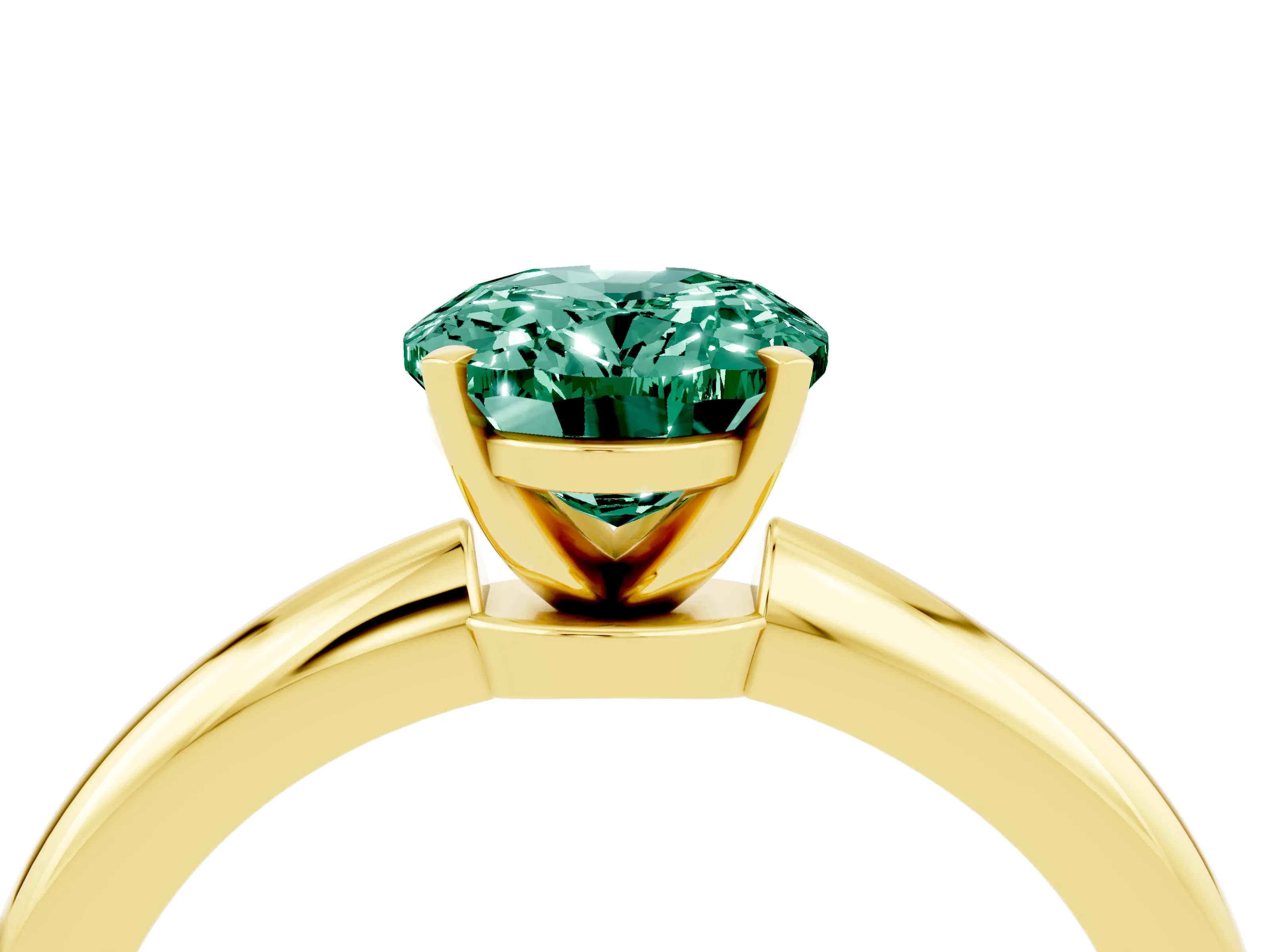 Yellow gold Oval Cut Green Sapphire Solitaire Ring with Six-Prong Setting and Classic Band_4