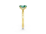 Yellow gold Oval Cut Green Sapphire Solitaire Ring with Thin Band and Four-Prong Setting_14