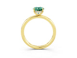 Yellow gold Oval Cut Green Sapphire Solitaire Ring with Thin Band and Four-Prong Setting_15