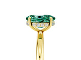 Yellow gold Oval Cut Green Sapphire Solitaire Ring with Thin Band and Four-Prong Setting_17