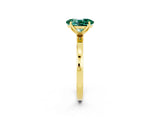Yellow gold Oval Cut Green Sapphire Solitaire Ring with Thin Band and Prong Setting_14