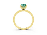 Yellow gold Oval Cut Green Sapphire Solitaire Ring with Thin Band and Prong Setting_15