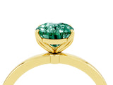 Yellow gold Oval Cut Green Sapphire Solitaire Ring with Thin Band and Prong Setting_16