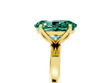 Yellow gold Oval Cut Green Sapphire Solitaire Ring with Thin Band and Prong Setting_17