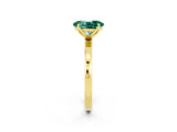Yellow gold Oval Cut Green Sapphire Solitaire Ring with Thin Band and Prong Setting_26
