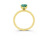 Yellow gold Oval Cut Green Sapphire Solitaire Ring with Thin Band and Prong Setting_27