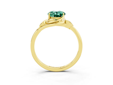 Yellow gold Oval Cut Green Sapphire Solitaire Ring with Twist Band and Four-Prong Setting_27