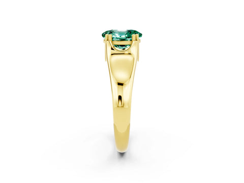 Yellow gold Oval Cut Green Sapphire Solitaire Ring with Wide Band and Prong Setting_2