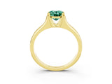 Yellow gold Oval Cut Green Sapphire Solitaire Ring with Wide Band and Prong Setting_3