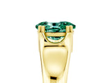 Yellow gold Oval Cut Green Sapphire Solitaire Ring with Wide Band and Prong Setting_5