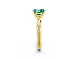 Yellow gold Oval Cut Green Sapphire Solitaire Twist Band Prong Setting Ring_50