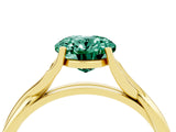 Yellow gold Oval Cut Green Sapphire Solitaire Twist Band Prong Setting Ring_52