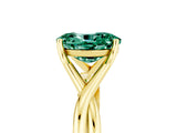 Yellow gold Oval Cut Green Sapphire Solitaire Twist Band Prong Setting Ring_53