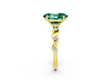 Yellow gold Oval Cut Green Sapphire Solitaire Twisted Band with Round  Accents and Prong Setting_14
