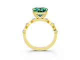 Yellow gold Oval Cut Green Sapphire Solitaire Twisted Band with Round  Accents and Prong Setting_15