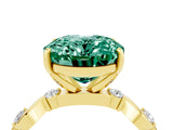 Yellow gold Oval Cut Green Sapphire Solitaire Twisted Band with Round  Accents and Prong Setting_16