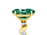Yellow gold Oval Cut Green Sapphire Solitaire Twisted Band with Round  Accents and Prong Setting_17