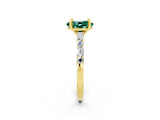 Yellow gold Oval Cut Green Sapphire Solitaire with Side Baguettes and Channel Set Band_2