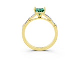Yellow gold Oval Cut Green Sapphire Solitaire with Side Baguettes and Channel Set Band_3
