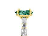 Yellow gold Oval Cut Green Sapphire Solitaire with Side Baguettes and Channel Set Band_5