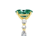 Yellow gold Oval Cut Green Sapphire Solitaire with Side Stones on a Pavé Band and Four-Prong Setting_5