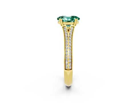Yellow gold Oval Cut Green Sapphire Split Shank Engagement Ring with Pavé Band_2