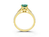 Yellow gold Oval Cut Green Sapphire Split Shank Engagement Ring with Pavé Band_3