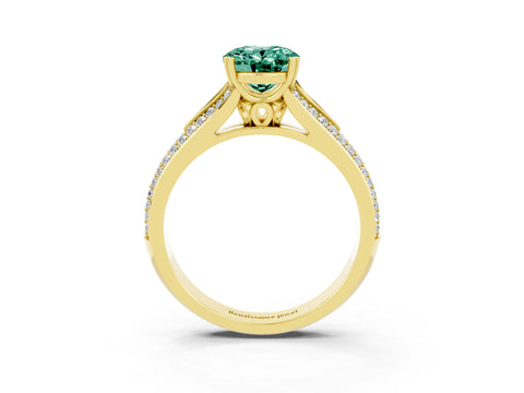 Yellow gold Oval Cut Green Sapphire Split Shank Engagement Ring with Pavé Band_3