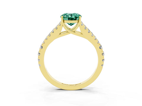 Yellow gold Oval Cut Green Sapphire Split Shank Pavé Engagement Ring with Four-Prong Setting_15