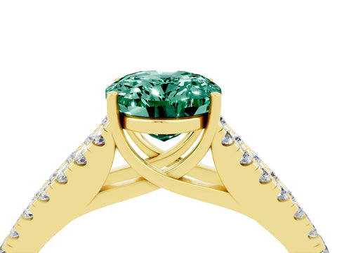 Yellow gold Oval Cut Green Sapphire Split Shank Pavé Engagement Ring with Four-Prong Setting_16