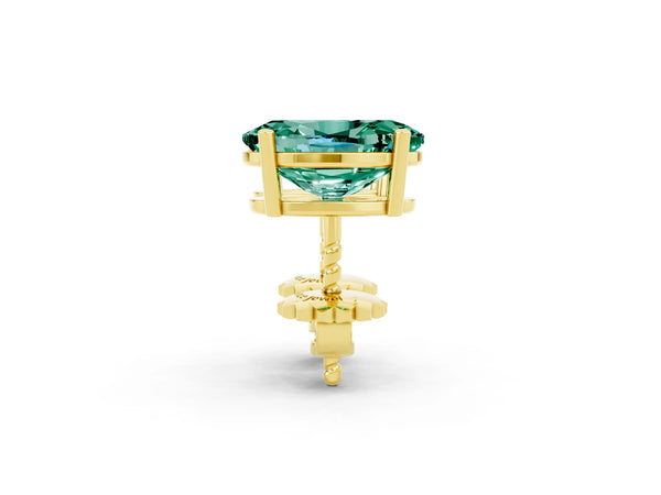 Yellow gold Oval Cut Green Sapphire Stud Earrings