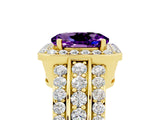 Yellow gold Oval Cut Halo Amethyst Ring with Split Shank and Four-Prong Setting_5