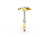 Yellow gold Oval Cut Halo Bezel Diamond Pave Band Ring_11