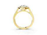 Yellow gold Oval Cut Halo Bezel Diamond Pave Band Ring_12