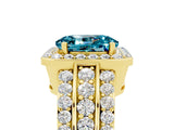 Yellow gold Oval Cut Halo Blue Topaz Ring with Split Shank and Four-Prong Setting_5