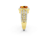 Yellow gold Oval Cut Halo Citrine Ring with Split Shank and Four-Prong Setting_2