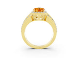 Yellow gold Oval Cut Halo Citrine Ring with Split Shank and Four-Prong Setting_3