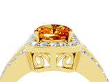 Yellow gold Oval Cut Halo Citrine Ring with Split Shank and Four-Prong Setting_4